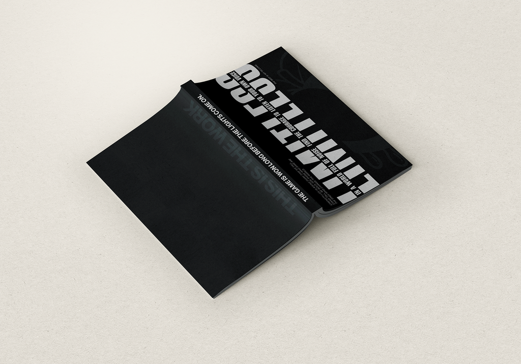 Black book with white text on a light gray background