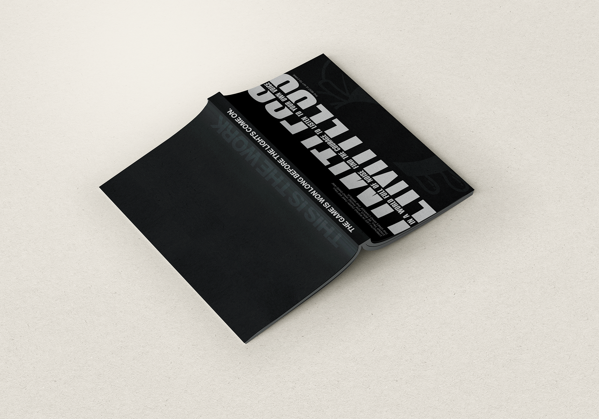 Black book with white text on a light gray background