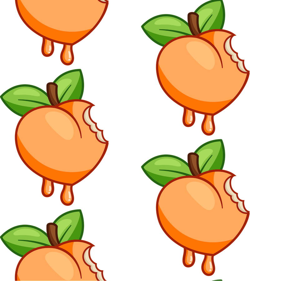 Protagonist apparel clothing peach logo with a bite taken out