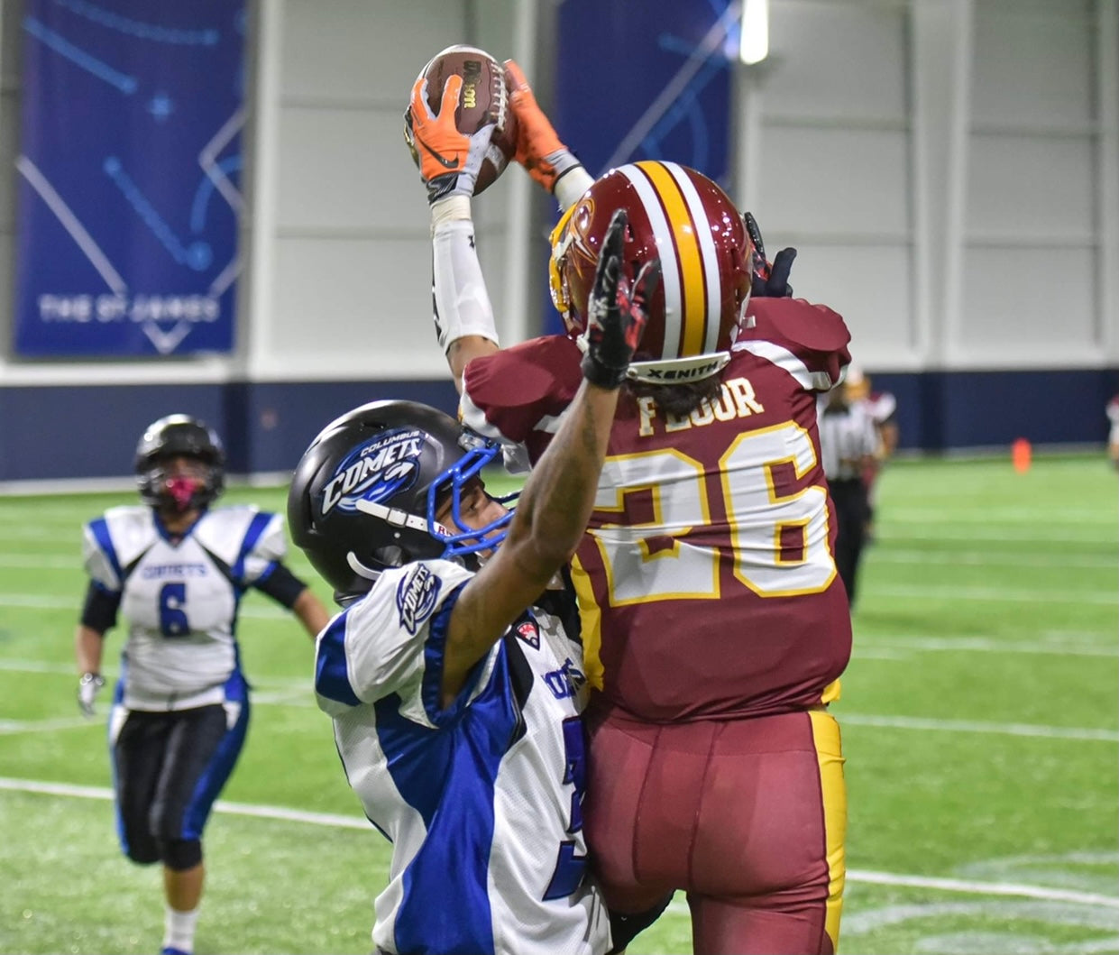 Protagonist founder playing football amazing catch