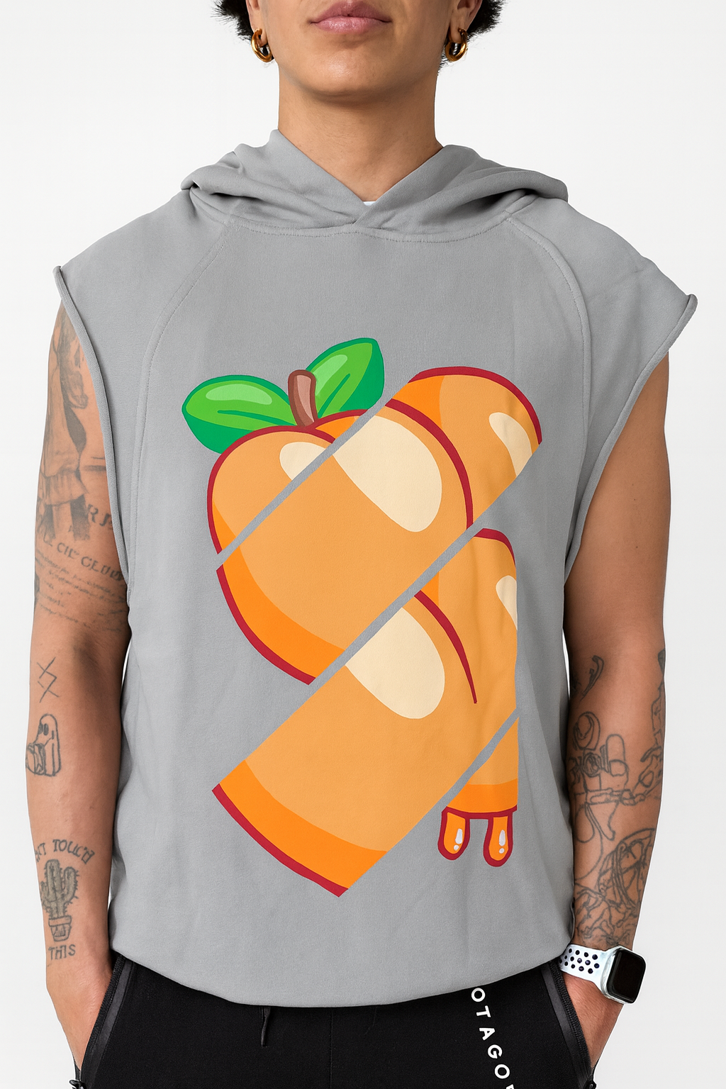 Sliced Peach Cut Off Sweater